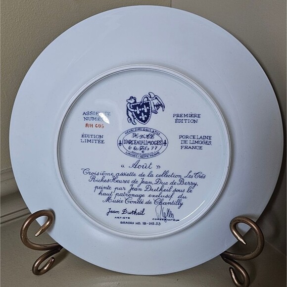 D'Arceau Limoges Le Tres Riches 1987 JANVIER January Ltd Ed Plate - Picture 3 of 6